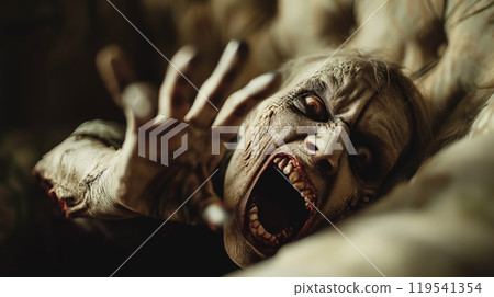 Terrifying creature screaming in horror. 119541354