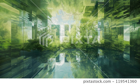 Abstract fusion of urban and natural elements. Abstract fusion of urban and natural elements. 119541360