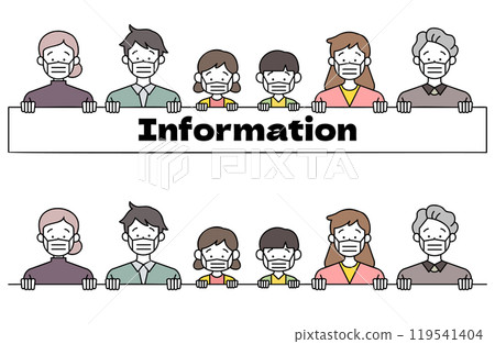 Frame illustration of three households wearing masks (hospital, insurance, pediatrics, insurance newsletter, illustration, frame, frame) Frame illustration of three households wearing masks (hospital, insurance, pediatrics, insurance newsletter, illustration, frame, frame) 119541404