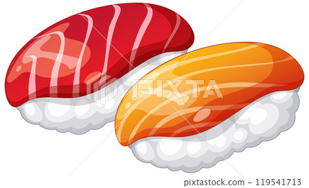 Colorful Sushi Nigiri Vector Illustration 119541713