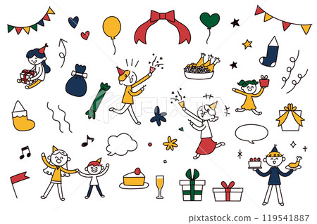 Party and people illustration set 119541887