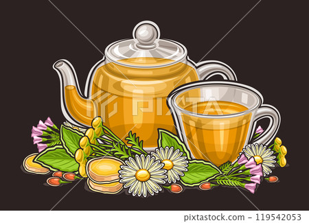 Vector logo for Herbal Tea Drink Vector logo for Herbal Tea Drink 119542053