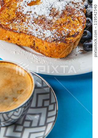 french toast on white plate for breakfast french toast on white plate for breakfast 119542540