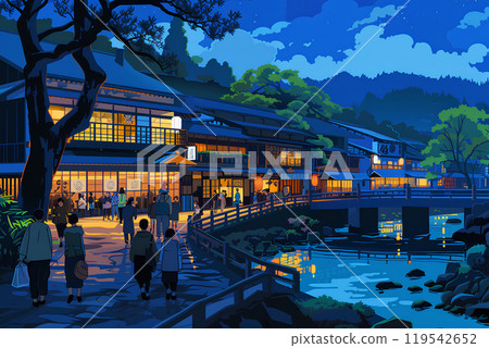黑川溫泉街的夜景 119542652
