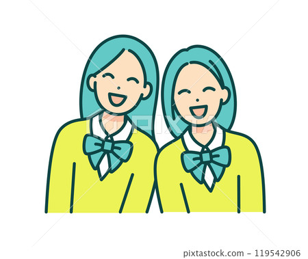 Classmates laughing together. A vector illustration of a fun junior high school life. 119542906