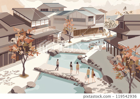 溫泉小鎮夜景 119542936