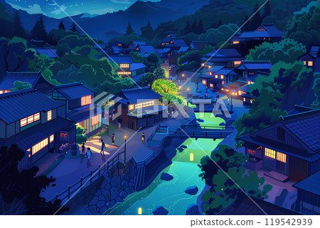 Night view of hot spring town Night view of hot spring town 119542939