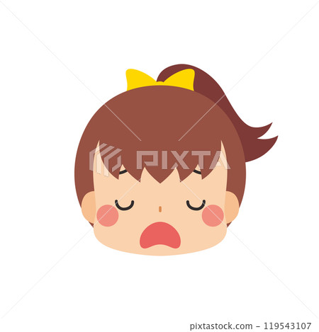 一個可愛的小女孩的表情符號插圖,帶有厭惡的臉圖標面部表情白色背景向量 一個可愛的小女孩的表情符號插圖,帶有厭惡的臉圖標面部表情白色背景向量 119543107