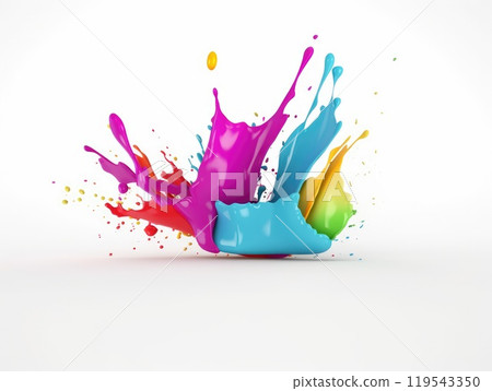 Colorful paint splash on isolated white background. Generative AI Colorful paint splash on isolated white background. Generative AI 119543350