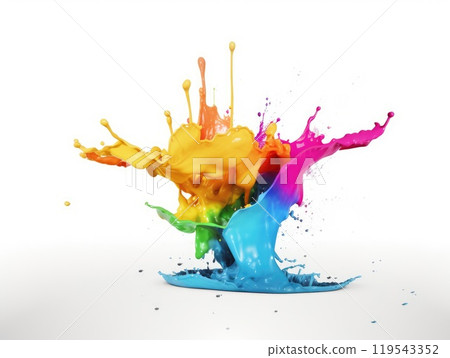Colorful paint splash on isolated white background. Generative AI Colorful paint splash on isolated white background. Generative AI 119543352