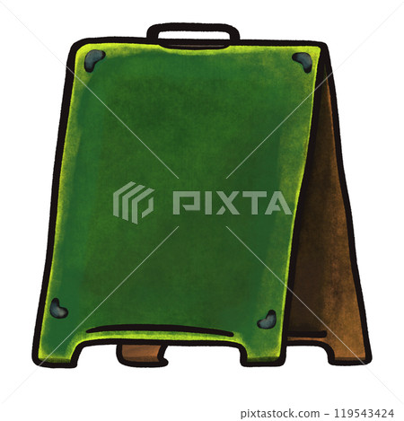 Folding floor blackboard illustration, blank menu green blackboard sign template design Folding floor blackboard illustration, blank menu green blackboard sign template design 119543424