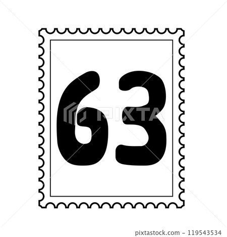 Illustration of a 63 yen Japanese stamp 119543534
