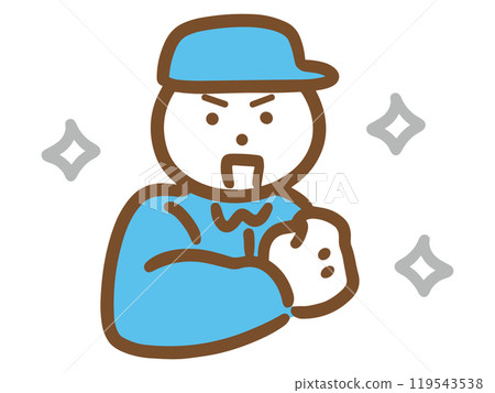 一個穿著工作服的男人對自己的力量充滿信心 119543538