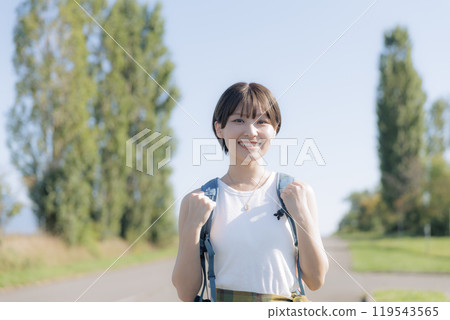 Young woman hiking Young woman hiking 119543565