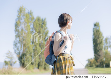 Young woman hiking Young woman hiking 119543579