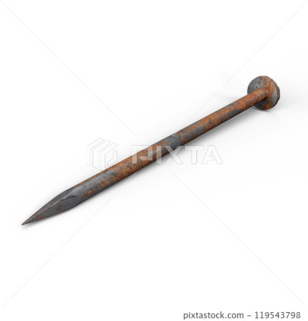 Rusty Nail Pin. 3D Illustration. File with Clipping Path. Rusty Nail Pin. 3D Illustration. File with Clipping Path. 119543798