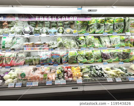 Fresh produce section in a supermarket near Surabaya 119543826