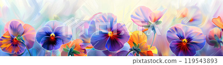 Beautiful pansy flowers painted in pastel 119543893