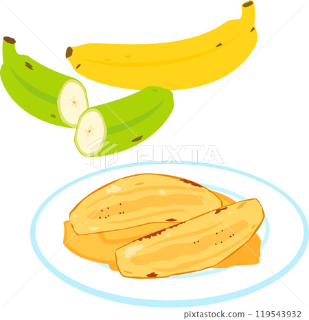 黃色和綠色的車前草和車前草片 119543932