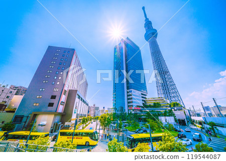 日本東京城市景觀：押上站、東京晴空塔、晴空街道等景觀=第6 119544087