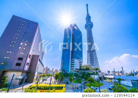 日本東京城市景觀:押上站、東京晴空塔、晴空街道等景觀=第6 日本東京城市景觀:押上站、東京晴空塔、晴空街道等景觀=第6 119544114