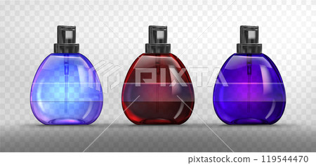 Perfume bottles set on transparent background 119544470