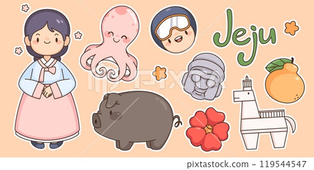 Jeju island kawaii stickers set 119544547