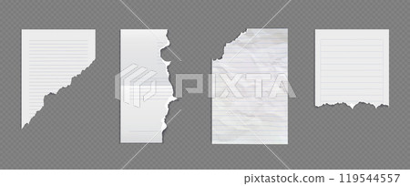 Crumpled torn white school lined notebook paper 119544557