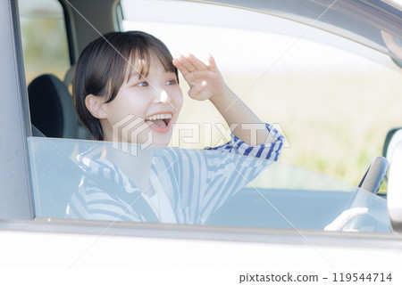 Young woman doing a drive Young woman doing a drive 119544714