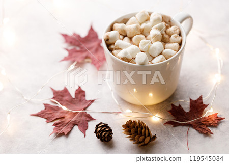 Cup of hot chocolate on white background Cup of hot chocolate on white background 119545084
