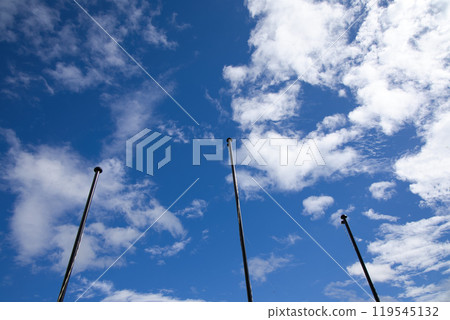 Summer blue sky and center pole Summer blue sky and center pole 119545132