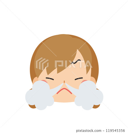 一個可愛的小女孩吸鼻子和生氣的表情符號圖標面部表情白色背景向量 一個可愛的小女孩吸鼻子和生氣的表情符號圖標面部表情白色背景向量 119545356