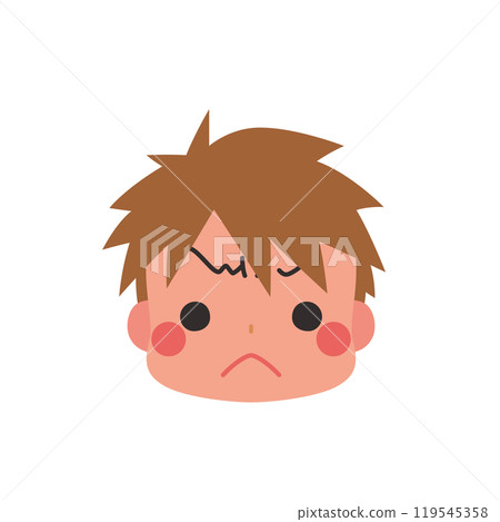 Emoji illustration of a cute little boy pouting, icon, face, expression, white background, vector Emoji illustration of a cute little boy pouting, icon, face, expression, white background, vector 119545358