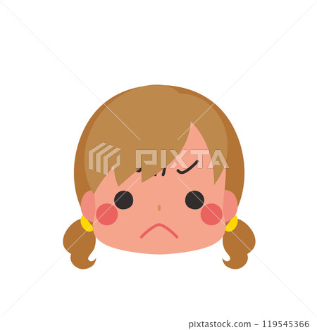 Emoticon illustration of a cute little girl pouting, icon, face, expression, white background, vector Emoticon illustration of a cute little girl pouting, icon, face, expression, white background, vector 119545366