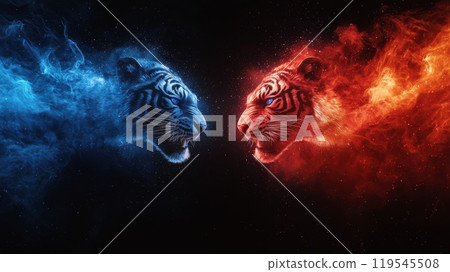 Red and blue tiger illustration Red and blue tiger illustration 119545508