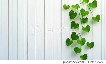 White wood grain and leaf background 119545527