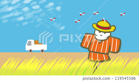 Autumn rice field landscape Autumn rice field landscape 119545586