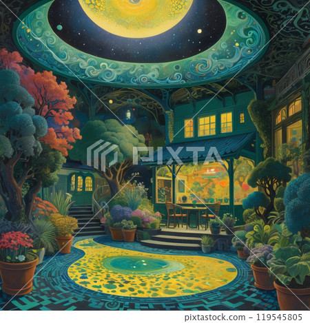 A stylish gardening goods store painted with oil paintings 119545805