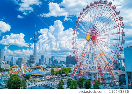 台場摩天輪與藍天的風景 119545886