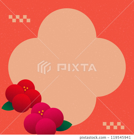 中國新年廣場、紅色新年賀卡和花卉圖案 119545941