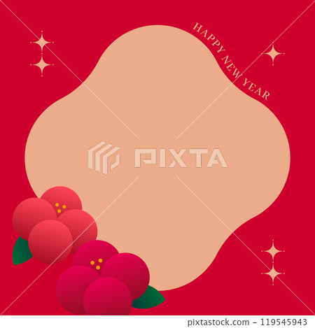 中國新年廣場、紅色新年賀卡和花卉圖案 119545943