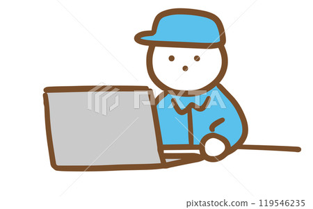 穿著工作服使用電腦的男士 119546235