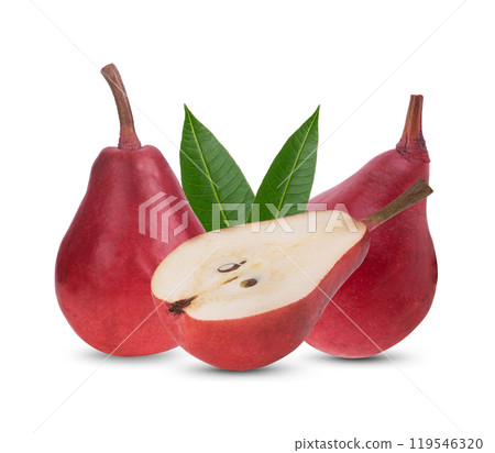 Red pear fruit on white background 119546320