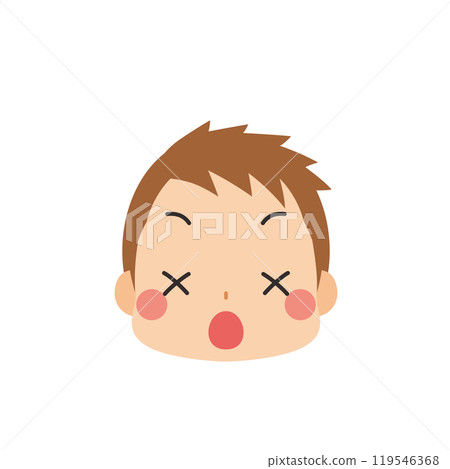 Emoji illustration of a cute little boy with dizzy eyes, icon, face, expression, white background, vector Emoji illustration of a cute little boy with dizzy eyes, icon, face, expression, white background, vector 119546368