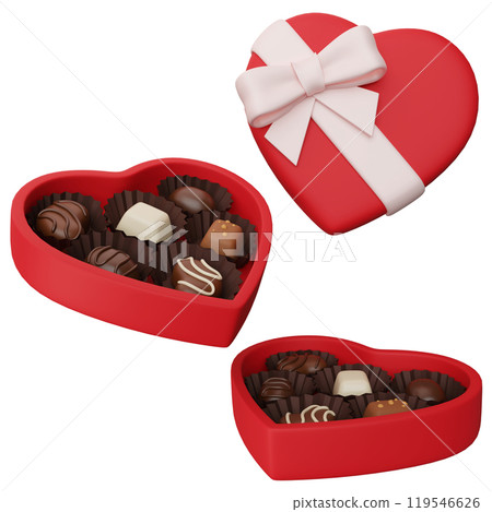 chocolate in heart shaped box 3D graphic 119546626