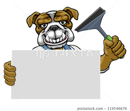 Window Cleaner Bulldog Car Wash Cleaning Mascot Window Cleaner Bulldog Car Wash Cleaning Mascot 119546676