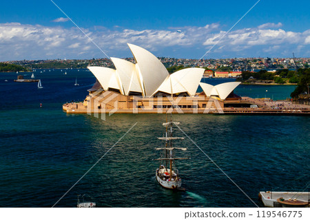 Sydney, New South Wales, Australia - View of the World Heritage Opera House from the Harbour Bridge Sydney, New South Wales, Australia - View of the World Heritage Opera House from the Harbour Bridge 119546775