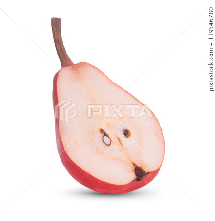 Red pear fruit on white background 119546780