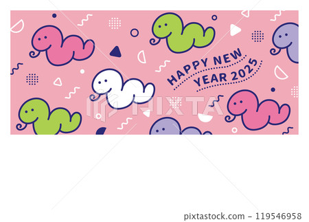 可愛蛇紋復古流行新年賀卡【橫式】(2025/蛇) 可愛蛇紋復古流行新年賀卡【橫式】(2025/蛇) 119546958