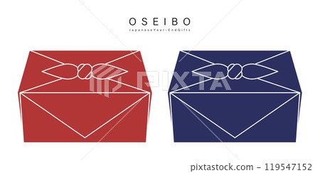 簡單的年終禮物插畫素材風呂敷包裝向量白色背景 119547152